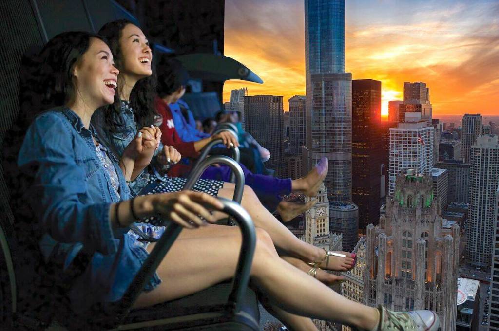 Theatre-goers experience &ldquo;Believe Chicago&rdquo; at a FlyOver screen. (Contributed photo)